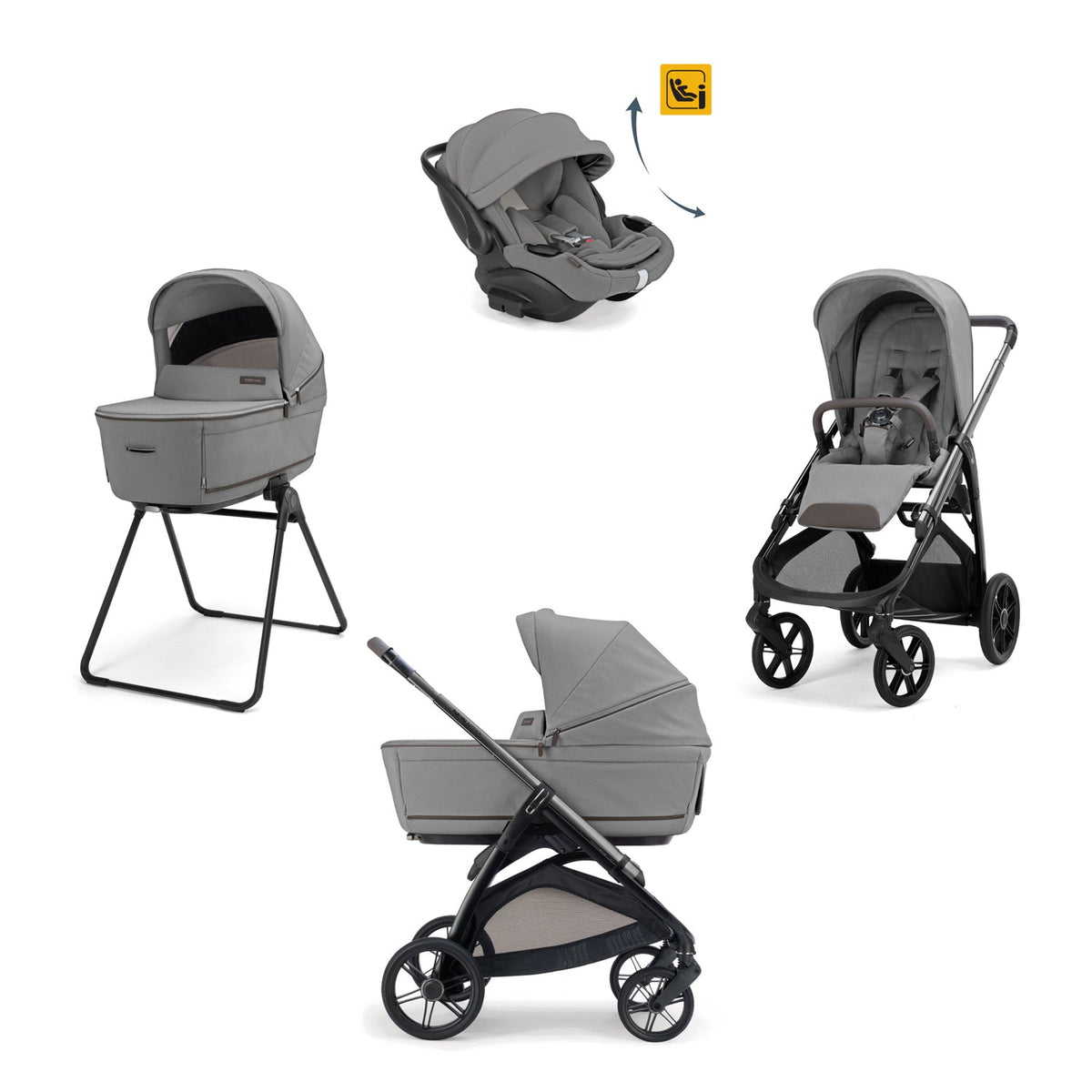 Trio Inglesina System Quattro Aptica con Darwin Infant Recline EVO | Passeggino Aptica, Culla Open Up, Seggiolino Auto Reclinabile e Stand Up