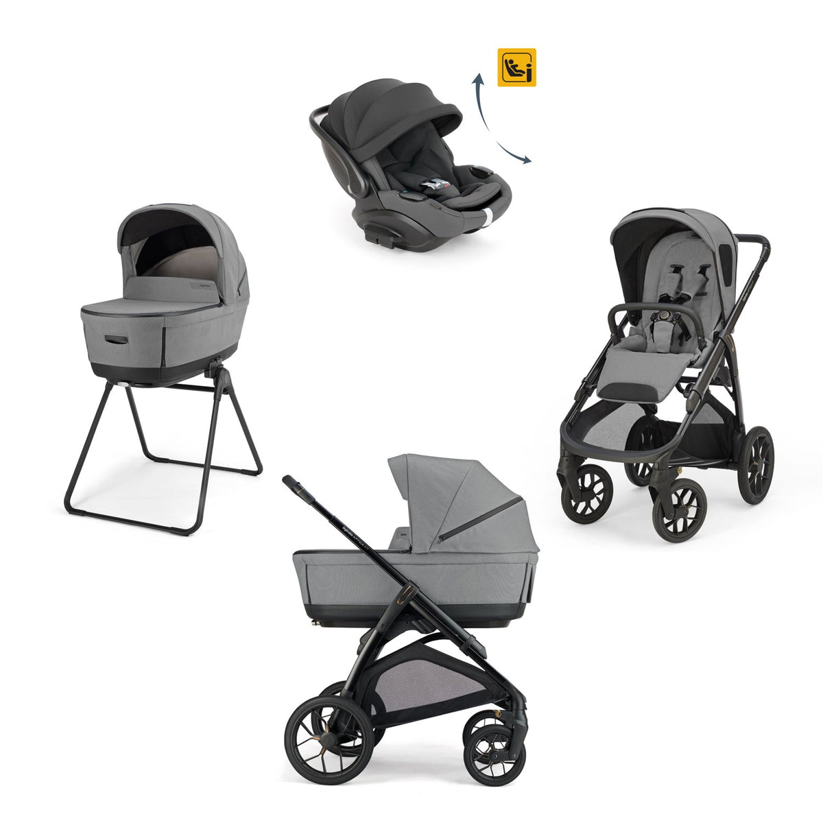 Trio Inglesina System Quattro Aptica XT con Darwin Infant Recline Evo | Passeggino All-Terrain, Culla Open Up, Seggiolino Auto Recline Evo e Stand Up
