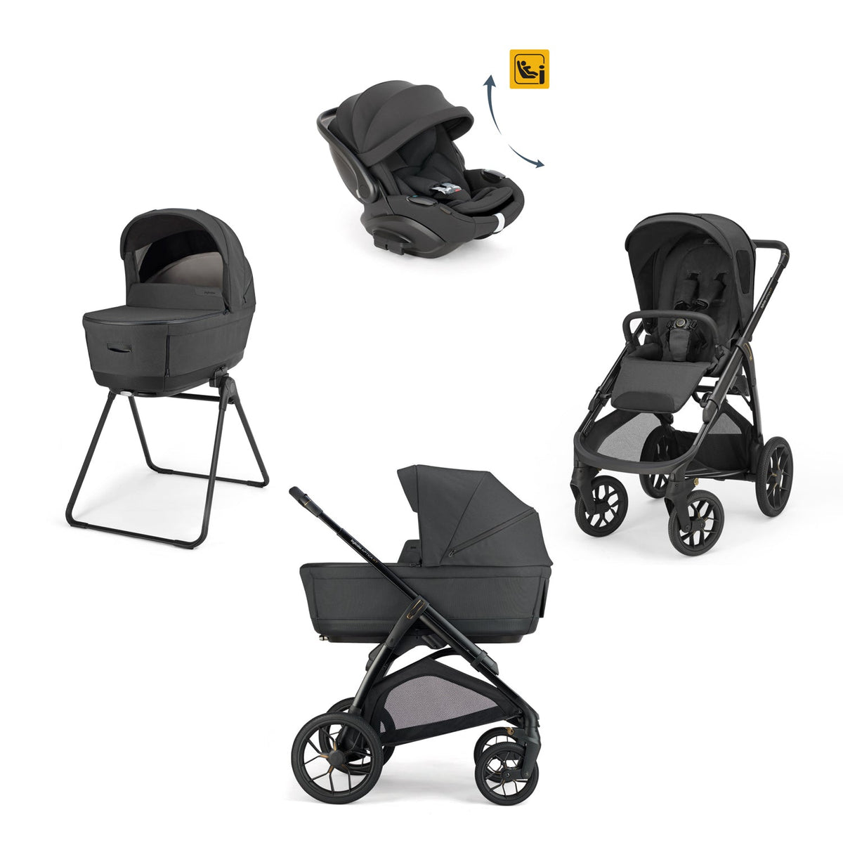 Trio Inglesina System Quattro Aptica XT con Darwin Infant Recline Evo | Passeggino All-Terrain, Culla Open Up, Seggiolino Auto Recline Evo e Stand Up