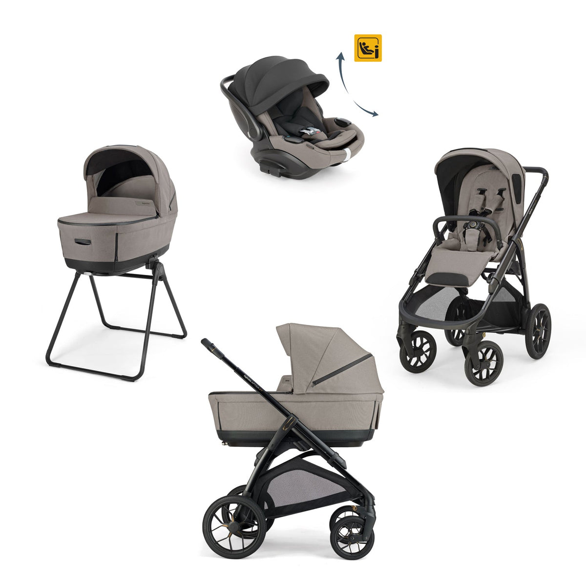 Trio Inglesina System Quattro Aptica XT con Darwin Infant Recline Evo | Passeggino All-Terrain, Culla Open Up, Seggiolino Auto Recline Evo e Stand Up