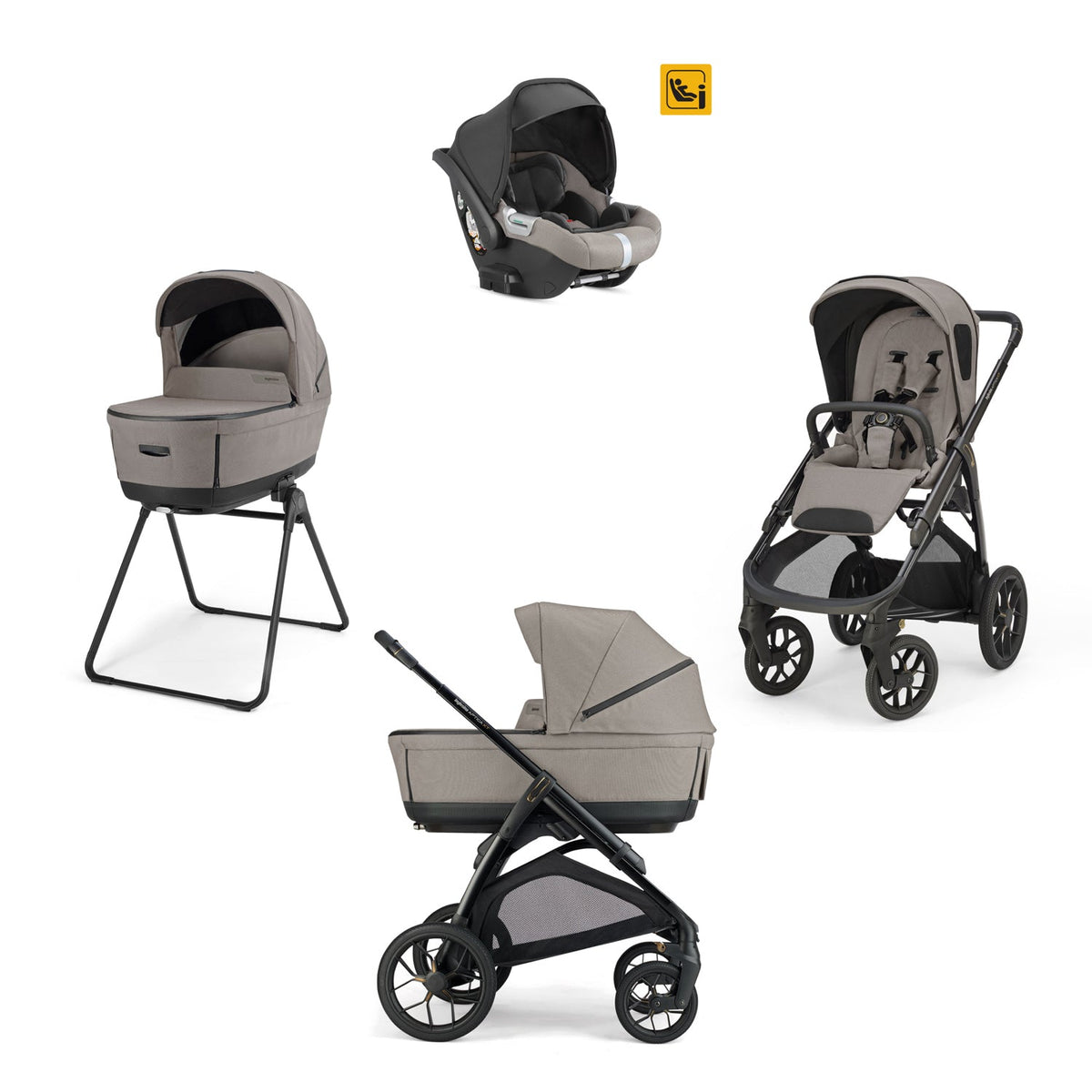 Trio Inglesina System Quattro Aptica XT con Darwin Infant | Passeggino All-Terrain, Culla Open Up, Seggiolino Auto e Stand Up