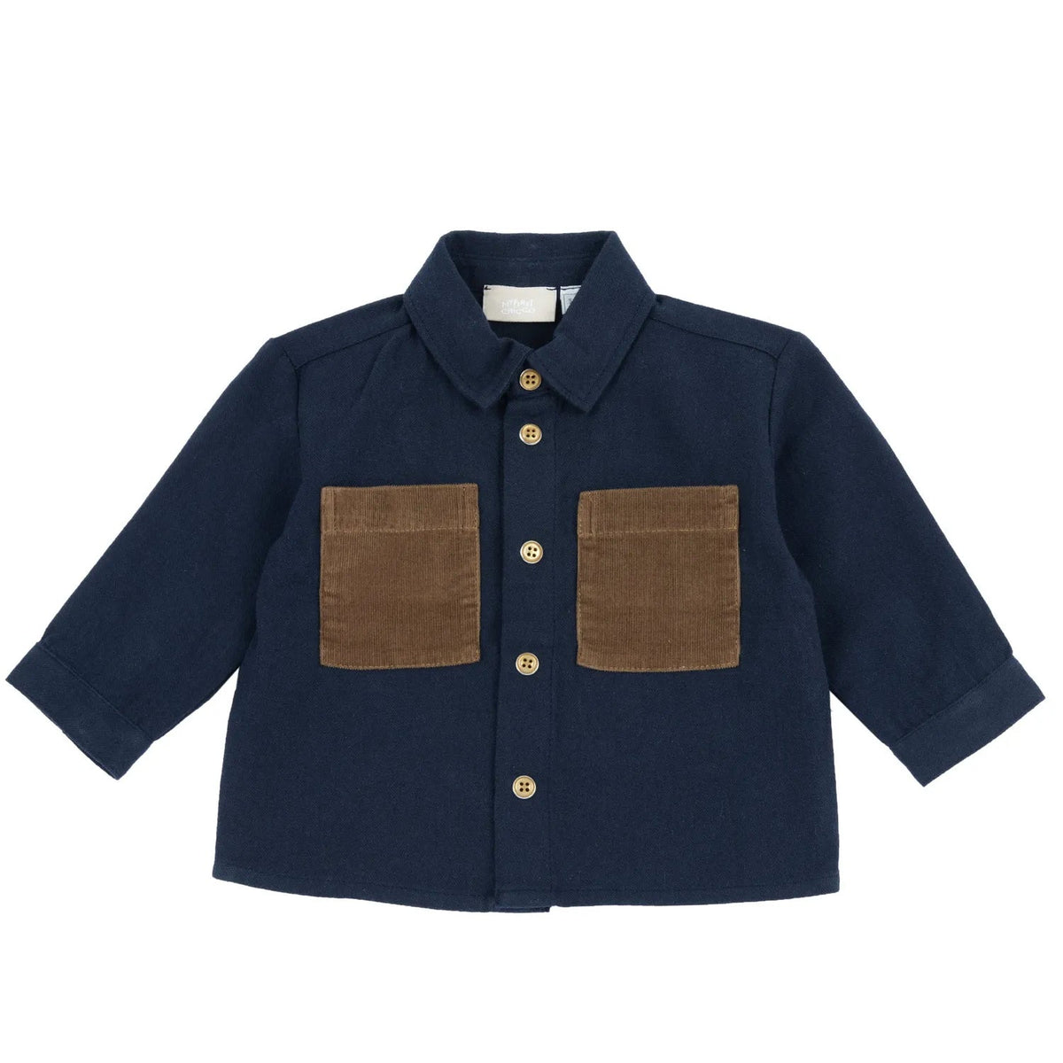 Camicia Bimbo in Twill con Tasche in Velluto Chicco A/I 2026-27 | Overshirt per un look curato