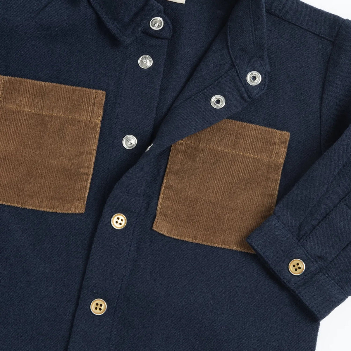 Camicia Bimbo in Twill con Tasche in Velluto Chicco A/I 2026-27 | Overshirt per un look curato