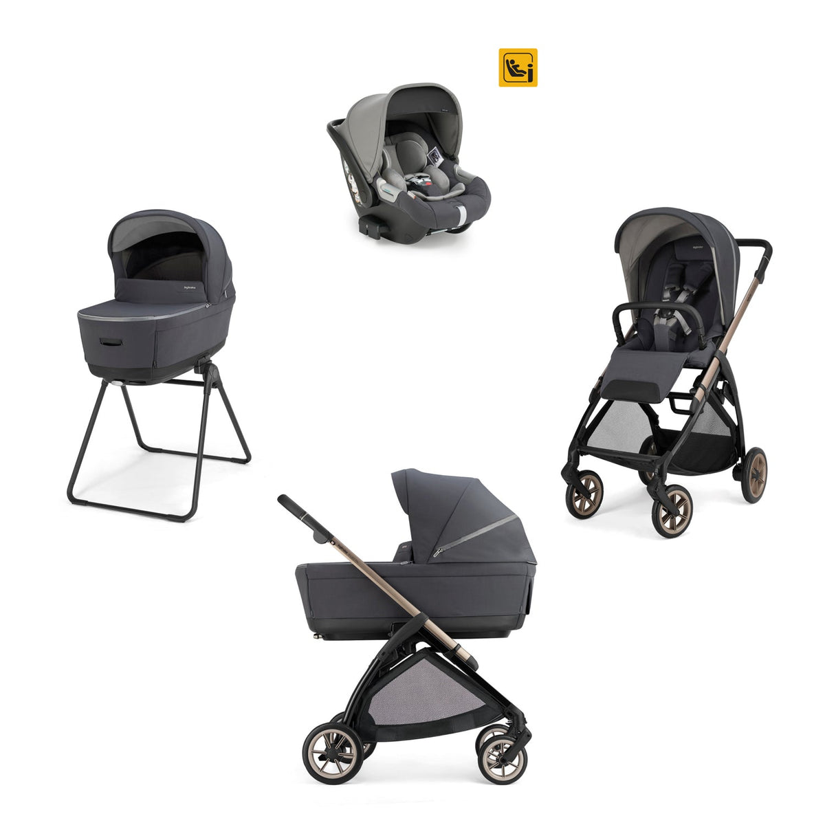 Trio Inglesina System Quattro Electa con Darwin Infant | Passeggino Electa, Culla Open Up, Seggiolino Auto e Stand Up