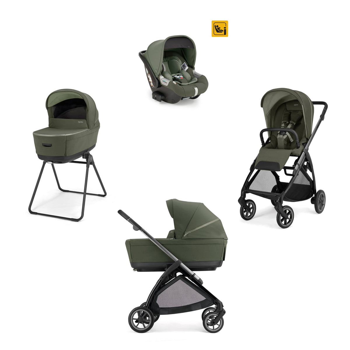 Trio Inglesina System Quattro Electa con Darwin Infant | Passeggino Electa, Culla Open Up, Seggiolino Auto e Stand Up