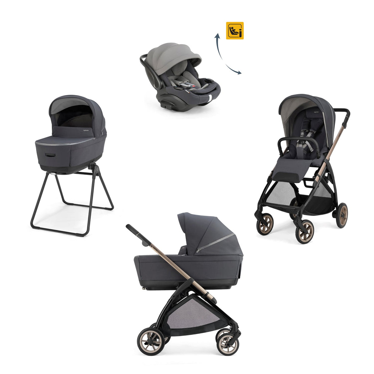 Trio Inglesina System Quattro Electa con Darwin Infant Recline Evo | Trio Leggero e Compatto con Culla Open Up, Ovetto Reclinabile e Stand Up