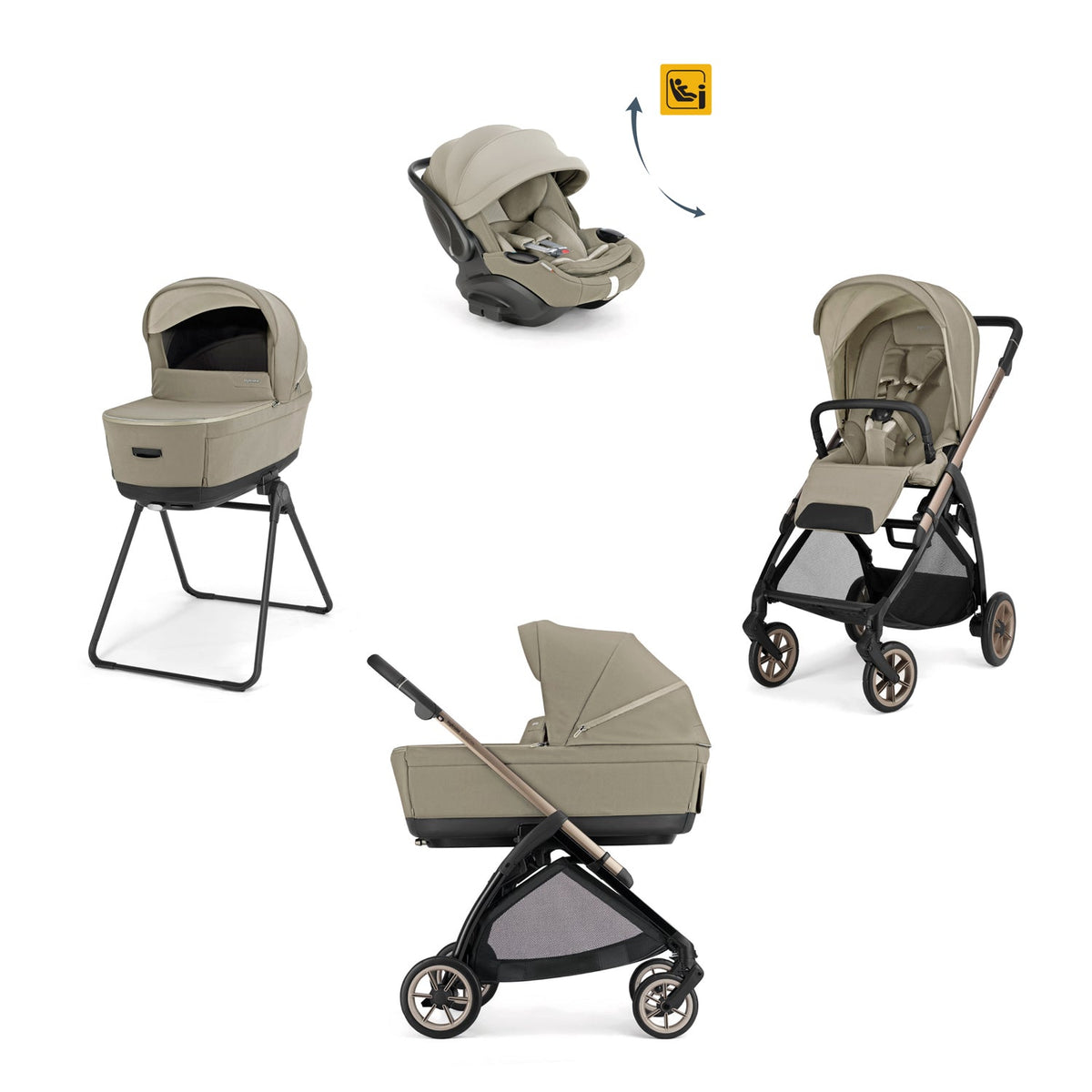 Trio Inglesina System Quattro Electa con Darwin Infant Recline Evo | Trio Leggero e Compatto con Culla Open Up, Ovetto Reclinabile e Stand Up