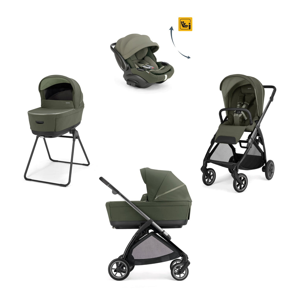 Trio Inglesina System Quattro Electa con Darwin Infant Recline Evo | Trio Leggero e Compatto con Culla Open Up, Ovetto Reclinabile e Stand Up