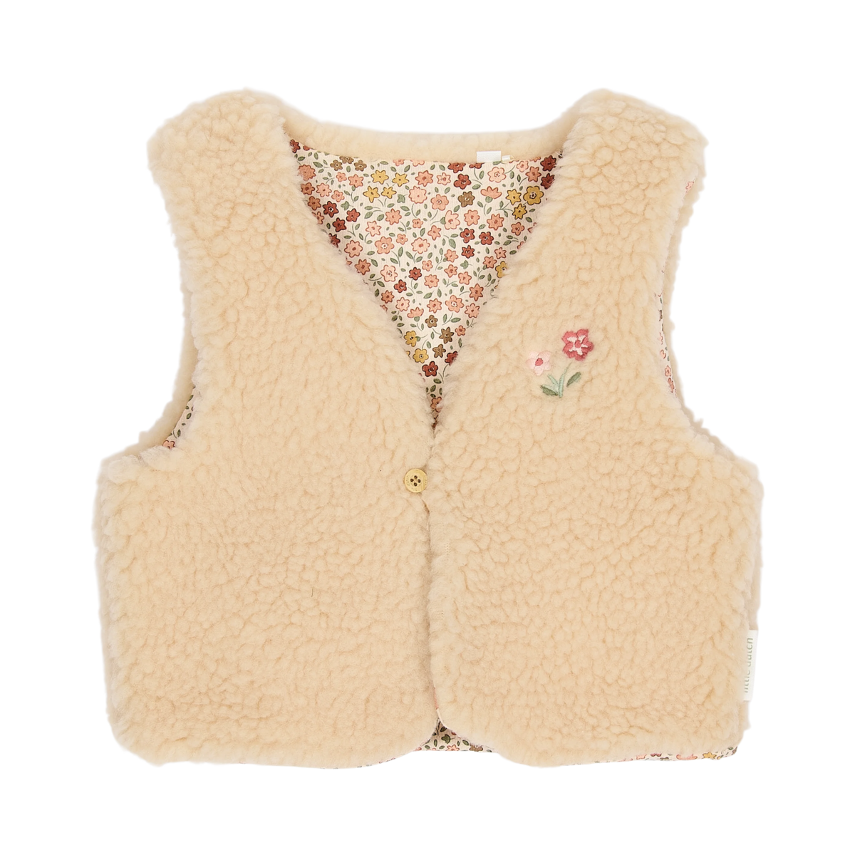 Gilet bimba in Teddy Little Dutch Vanilla | Smanicato caldo per l'inverno