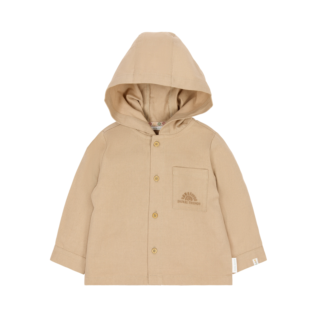 Camicia Overshirt con Cappuccio Little Dutch Warm Taupe | Perfetta per un tocco casual