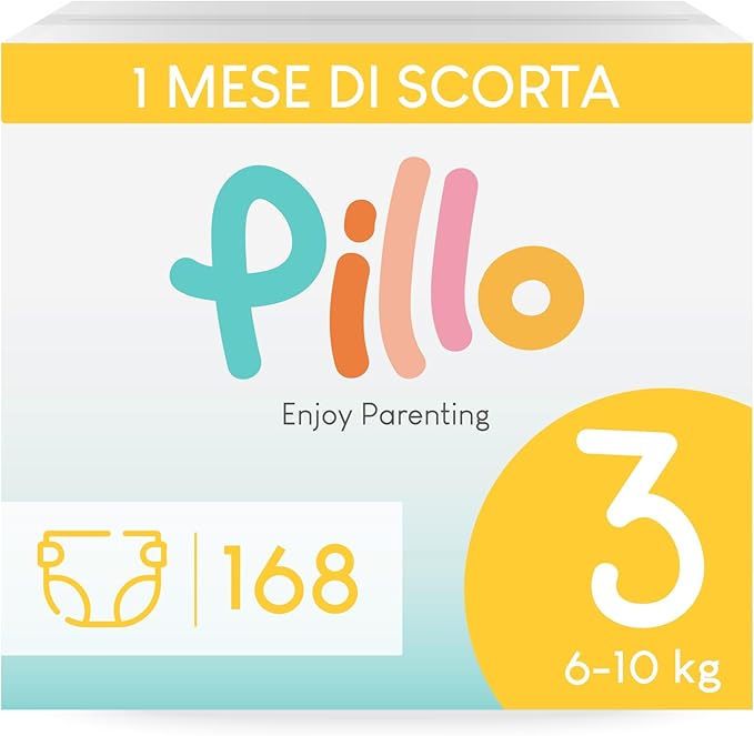 Pillo Pannolini Taglia 3 Midi (6–10 kg) – Confezione Scorta 168 pezzi (6×28)