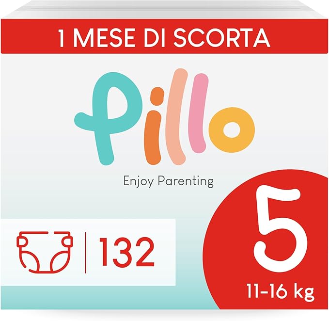 Pillo Pannolini Taglia 5 Junior (11–16 kg) – Confezione Scorta 132 pezzi (4×33)