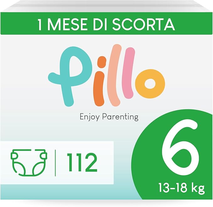 Pillo Pannolini Taglia 6 XL (13–18 kg) – Confezione Scorta 112 pezzi (4×28)