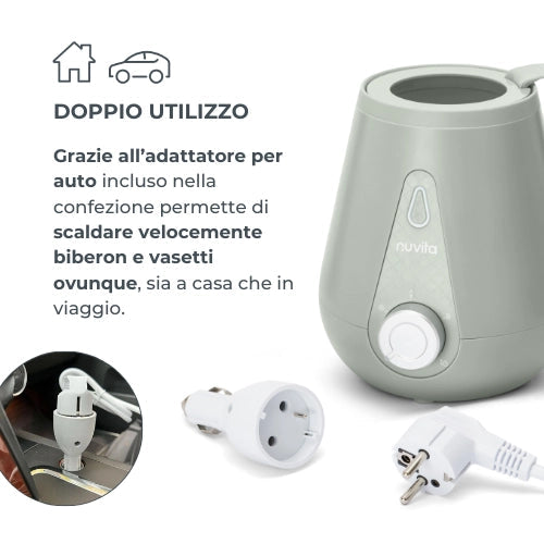 Nuvita Scaldabiberon Casa/Auto 1165 – Latte caldo sempre alla giusta temperatura, ovunque ti trovi