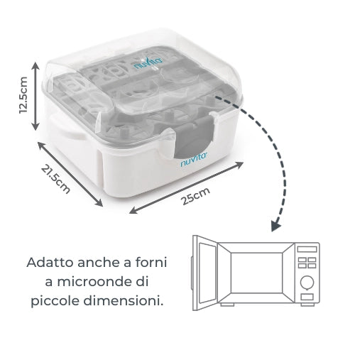 Nuvita Sterilizzatore Microonde per Biberon Stericompact 1085 – Igiene rapida e compatta ogni giorno