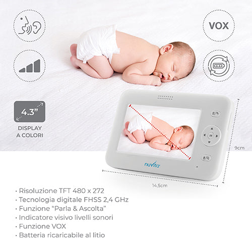 Nuvita Baby Monitor con Video Digitale VIDEOVOICE 4.3 – Controllo visivo e tranquillità in ogni momento