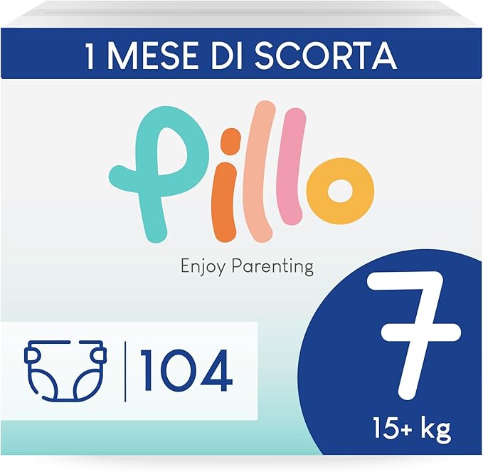 Pillo Pannolini Taglia 7 XXL (15+ kg) – Confezione Scorta 104 pezzi (4×26)