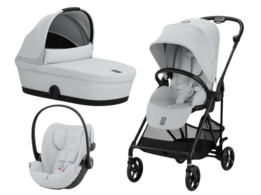 Trio Cybex Melio Carbon Fog Grey con Cloud G e Adattatori